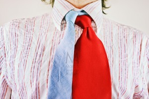 If one tie cannot match the shirt, perhaps two can. Self portrait with two neckties. Sony NEX-5, Contax/Yashica Carl Zeiss Tessar 45/2.8