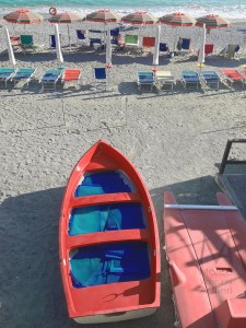 A lifeguard boat is ready at the beach