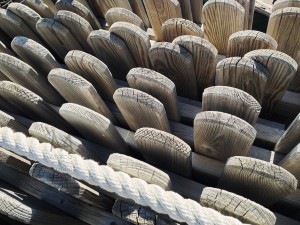 Unmounted wooden fence at the seaside